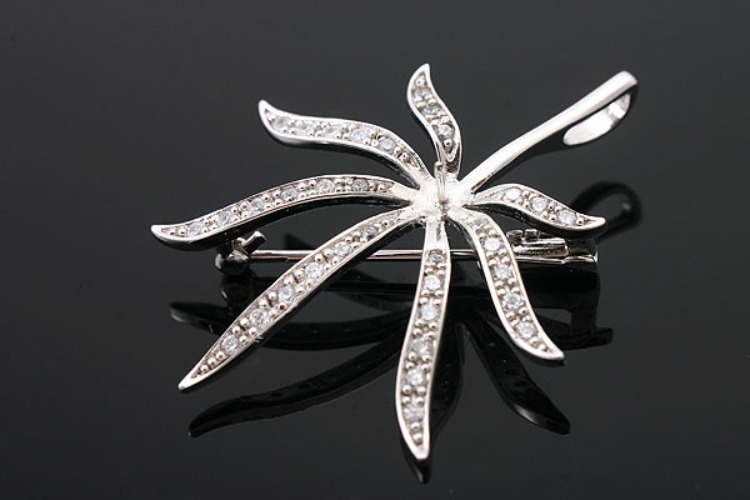 K259-Rhodium Plated-(1piece)-CZ Leaf Component-Wholesale Silver Pendants, [PRODUCT_SEARCH_KEYWORD], JEWELFINGER-INBEAD, [CURRENT_CATE_NAME]