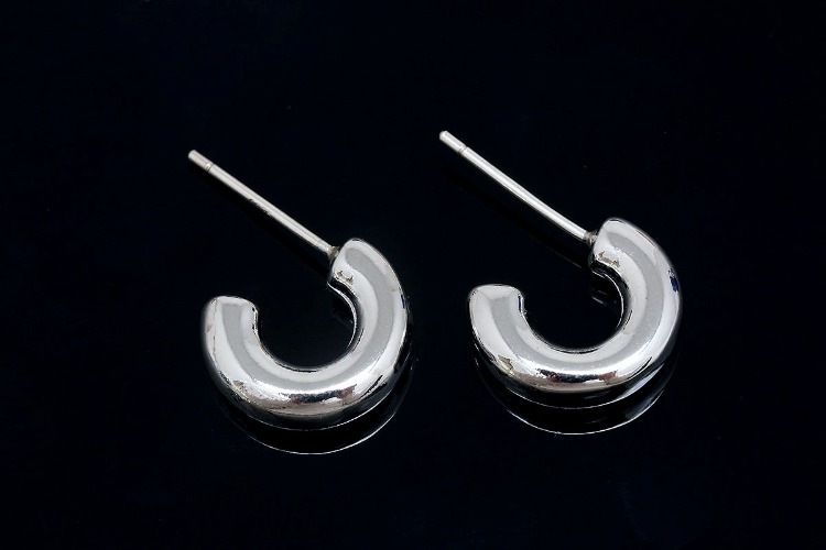 [W] CH6117-Ternary Alloy Plated (10pairs)-13.5mm Bold Round Hoop Earrings-4mm Thickness Simple Earrings-Silver Post, [PRODUCT_SEARCH_KEYWORD], JEWELFINGER-INBEAD, [CURRENT_CATE_NAME]