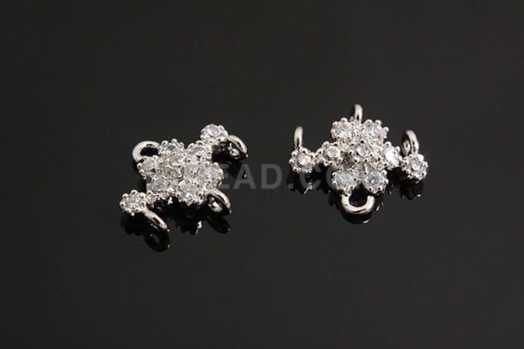 [W] M117-Rhodium Plated-(10pcs)-CZ Flower Silver Connects-Wholesale Silver Connects, [PRODUCT_SEARCH_KEYWORD], JEWELFINGER-INBEAD, [CURRENT_CATE_NAME]
