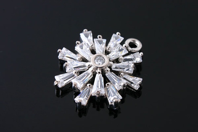 K521-Rhodium Plated-(1piece)-16mm CZ Snowflake Pendants-Wholesale Silver Pendants, [PRODUCT_SEARCH_KEYWORD], JEWELFINGER-INBEAD, [CURRENT_CATE_NAME]
