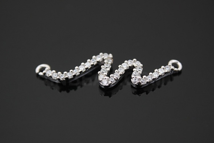 [W] M092-Rhodium Plated-(10pcs)-CZ Wave Silver Pendants-Wholesale Silver Pendants, [PRODUCT_SEARCH_KEYWORD], JEWELFINGER-INBEAD, [CURRENT_CATE_NAME]