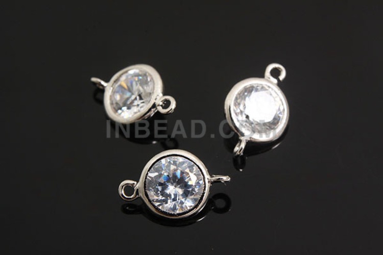 M033-Rhodium Plated-(1piece)-6.5mm CZ Silver Connects-Wholesale Silver Connects, [PRODUCT_SEARCH_KEYWORD], JEWELFINGER-INBEAD, [CURRENT_CATE_NAME]