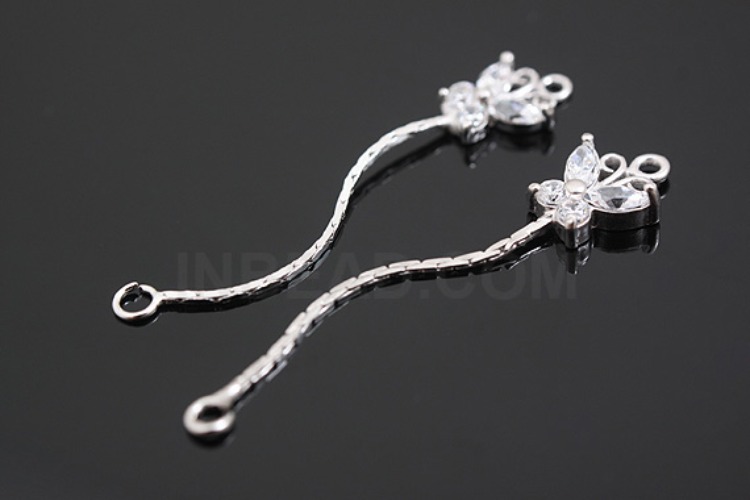 K528-Rhodium Plated-(1piece)-CZ Butterfly Connects-Wholesale Silver Connects, [PRODUCT_SEARCH_KEYWORD], JEWELFINGER-INBEAD, [CURRENT_CATE_NAME]