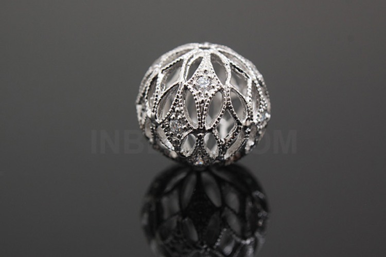 M028-Rhodium Plated-(1piece)-12mm CZ Silver Ball-Wholesale Silver Pendants, [PRODUCT_SEARCH_KEYWORD], JEWELFINGER-INBEAD, [CURRENT_CATE_NAME]