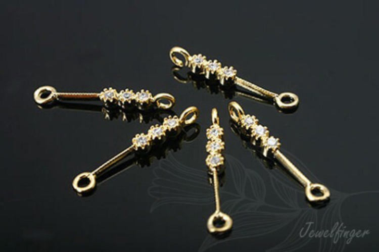 K076-Gold Plated-(1piece)-Stick CZ Connects-Wholesale Silver Connects, [PRODUCT_SEARCH_KEYWORD], JEWELFINGER-INBEAD, [CURRENT_CATE_NAME]