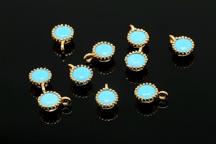[W] R082-Gold Plated-(20pcs)-Birthstone 5mm Round CZ Charms-December Turquoise-Wholesale Charm, [PRODUCT_SEARCH_KEYWORD], JEWELFINGER-INBEAD, [CURRENT_CATE_NAME]