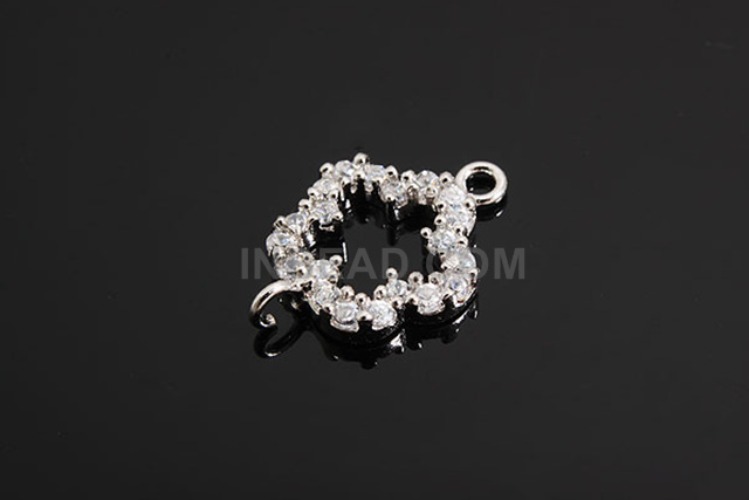 K682-Rhodium Plated-(1piece)-CZ Flower Silver Connects-Wholesale Silver Connects, [PRODUCT_SEARCH_KEYWORD], JEWELFINGER-INBEAD, [CURRENT_CATE_NAME]