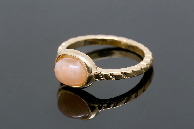 K735-Gold Plated-(1piece)-Light Peach Color Epoxy Ring-US Size 6-Everyday Ring-Wholesale Ring, [PRODUCT_SEARCH_KEYWORD], JEWELFINGER-INBEAD, [CURRENT_CATE_NAME]