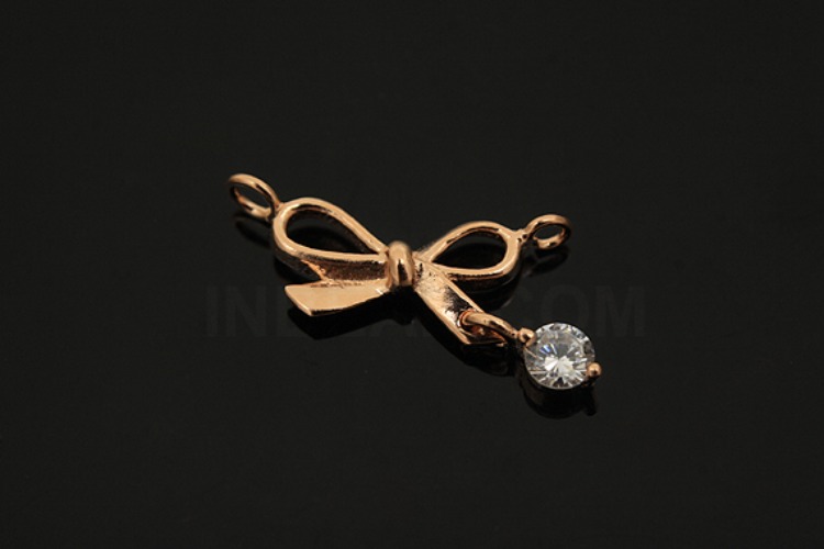 [W] V158-Pink Gold Plated-(5pcs)-CZ Ribbon Charms-Wholesale Silver Charms, [PRODUCT_SEARCH_KEYWORD], JEWELFINGER-INBEAD, [CURRENT_CATE_NAME]