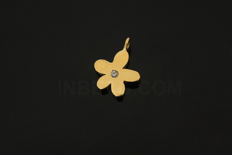[W] V164-Gold Plated-(10pcs)-CZ Flower Charms-Wholesale Silver Charms, [PRODUCT_SEARCH_KEYWORD], JEWELFINGER-INBEAD, [CURRENT_CATE_NAME]