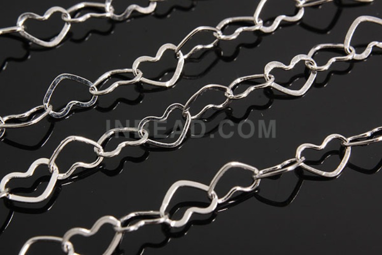 A104-Rhodium Plated-(20cm)-Heart Chains-Wholesale Silver Chains, [PRODUCT_SEARCH_KEYWORD], JEWELFINGER-INBEAD, [CURRENT_CATE_NAME]