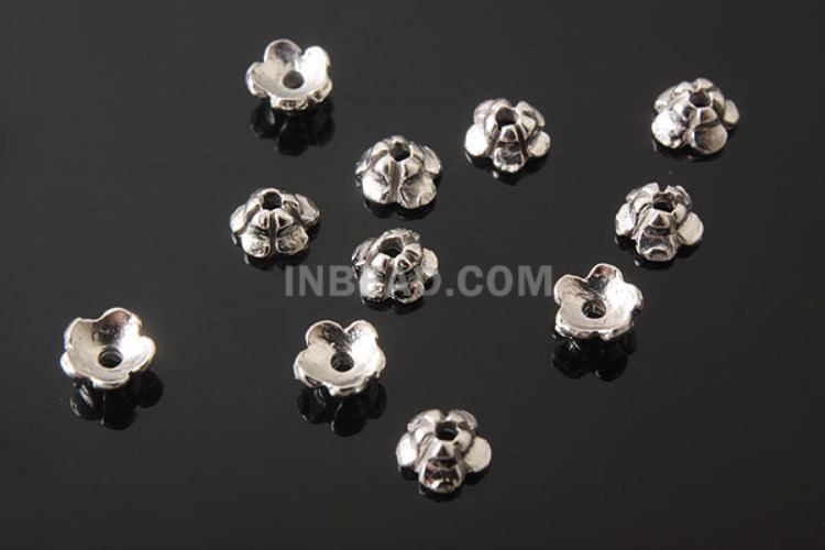 [W] K233-Rhodium Plated-(40pcs)-3.5mm Flower Silver Beads Cap-Wholesale Silver Beads Caps, [PRODUCT_SEARCH_KEYWORD], JEWELFINGER-INBEAD, [CURRENT_CATE_NAME]