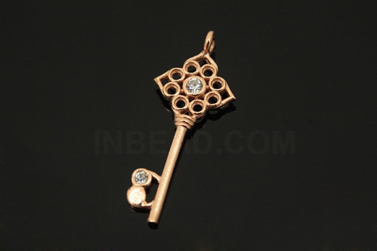[W] V078-Pink Gold Plated-(5pcs)-CZ Key Pendants-Wholesale Silver Pendants, [PRODUCT_SEARCH_KEYWORD], JEWELFINGER-INBEAD, [CURRENT_CATE_NAME]