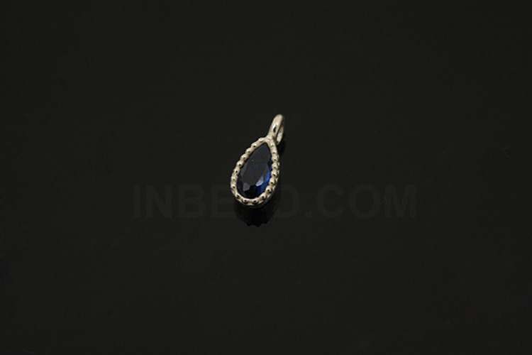 [W] V115-Non Plated-(10pcs)-CZ Sapphire Drop Charms-Wholesale Silver Charms, [PRODUCT_SEARCH_KEYWORD], JEWELFINGER-INBEAD, [CURRENT_CATE_NAME]