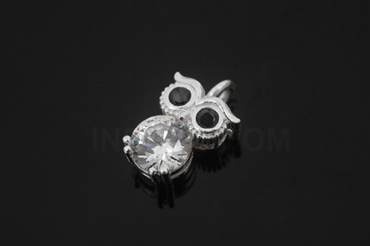 [W] V225-Rhodium Plated-(5pcs)-Owl Charms-Wholesale Silver Charms, [PRODUCT_SEARCH_KEYWORD], JEWELFINGER-INBEAD, [CURRENT_CATE_NAME]