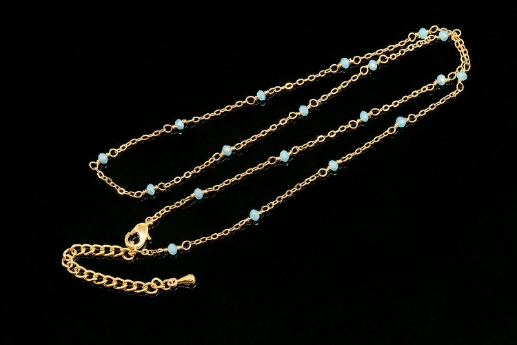 R086-Gold Plated (1piece)-235SF Crystal Chain Necklace-43cm+Extender 5cm-3mm Mint Beads Chain Necklace, [PRODUCT_SEARCH_KEYWORD], JEWELFINGER-INBEAD, [CURRENT_CATE_NAME]