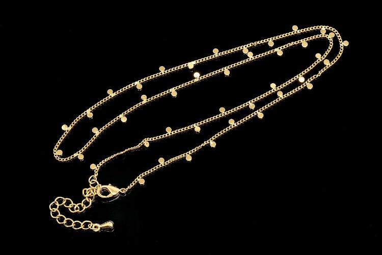 R091-Gold Plated (1piece)-135SF 2D 2mm Dot Chain Necklace-43cm+Extender 5 cm, [PRODUCT_SEARCH_KEYWORD], JEWELFINGER-INBEAD, [CURRENT_CATE_NAME]