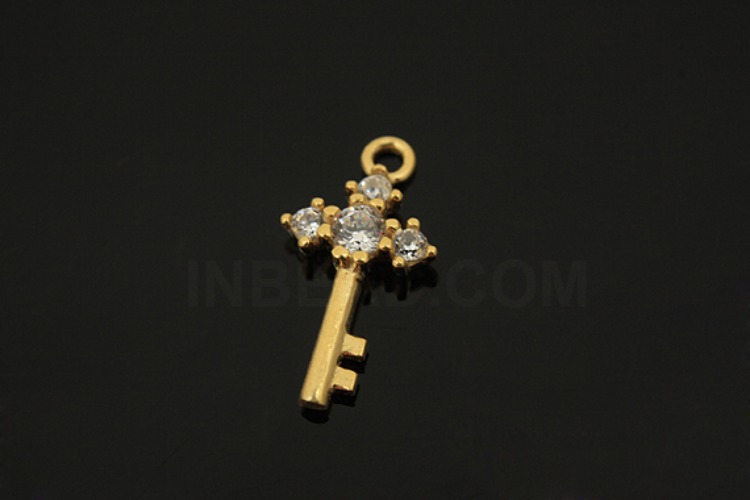 [W] V072-Gold Plated-(10pcs)-CZ Key Pendants-Wholesale Silver Pendants, [PRODUCT_SEARCH_KEYWORD], JEWELFINGER-INBEAD, [CURRENT_CATE_NAME]