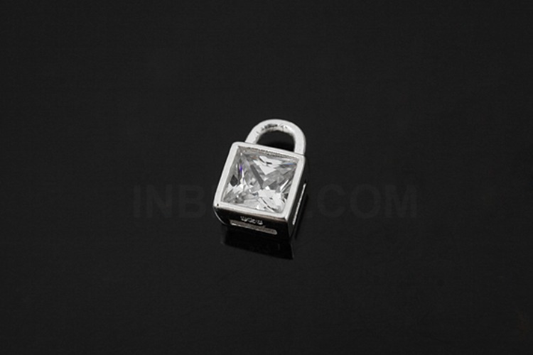 [W] V050-Rhodium Plated-(10pcs)-CZ Lock Pendants-Wholesale Silver Pendants, [PRODUCT_SEARCH_KEYWORD], JEWELFINGER-INBEAD, [CURRENT_CATE_NAME]