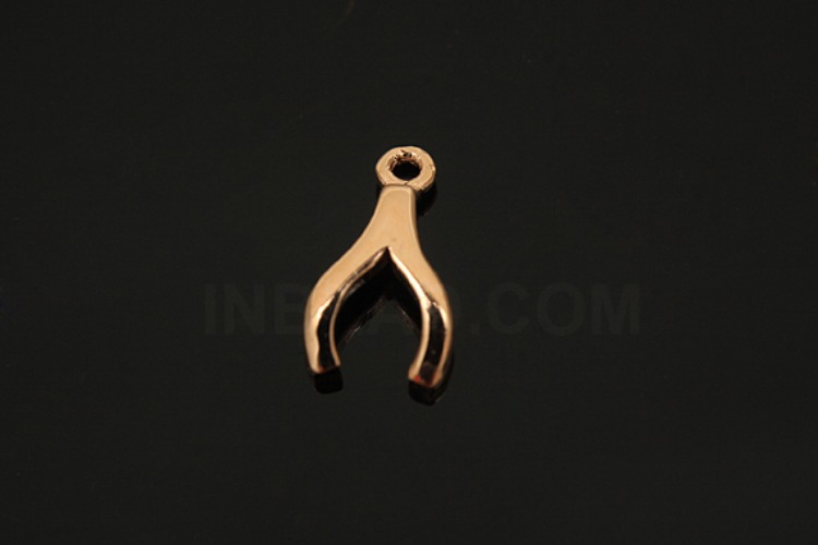 [W] V035-Pink Gold Plated-(10pcs)-Wishbone Pendants-Wholesale Silver Pendants, [PRODUCT_SEARCH_KEYWORD], JEWELFINGER-INBEAD, [CURRENT_CATE_NAME]