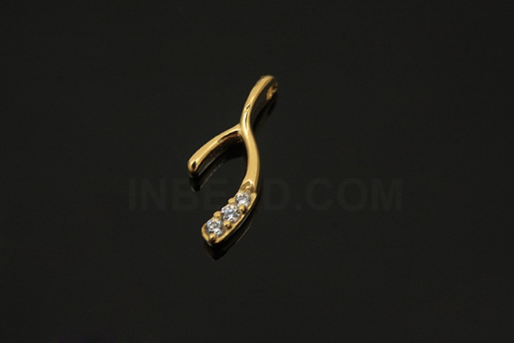 [W] V037-Gold Plated-(10pcs)-CZ Wishbone Pendants-Wholesale Silver Pendants, [PRODUCT_SEARCH_KEYWORD], JEWELFINGER-INBEAD, [CURRENT_CATE_NAME]