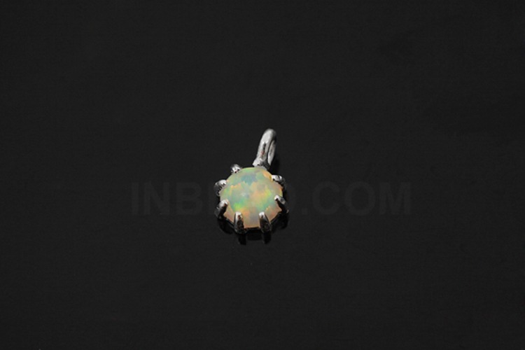 [W] V061-Rhodium Plated-(10pcs)-White Opal Silver Pendants-Wholesale Silver Pendants, [PRODUCT_SEARCH_KEYWORD], JEWELFINGER-INBEAD, [CURRENT_CATE_NAME]