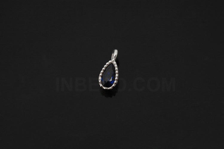 [W] V117-Rhodium Plated-(10pcs)-CZ Sapphire Drop Charms-Wholesale Silver Charms, [PRODUCT_SEARCH_KEYWORD], JEWELFINGER-INBEAD, [CURRENT_CATE_NAME]