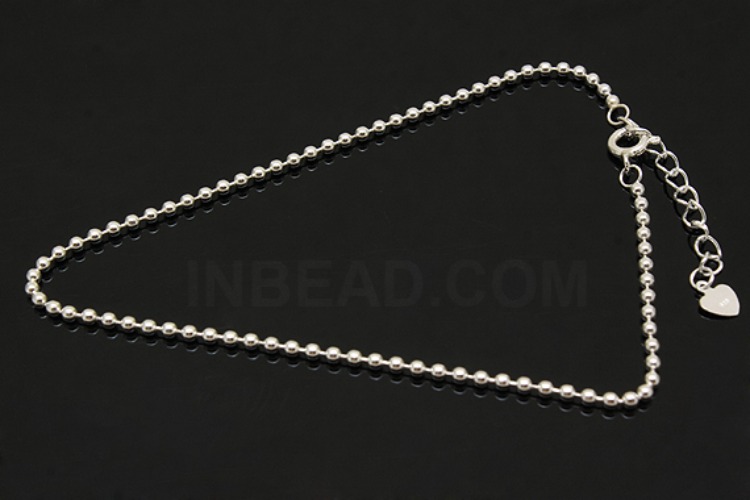 [W] A262-None Plated-(2pcs)-3mm Ball 25cm Ankle Bracelet-Wholesale Silver Ankle Bracelet, [PRODUCT_SEARCH_KEYWORD], JEWELFINGER-INBEAD, [CURRENT_CATE_NAME]