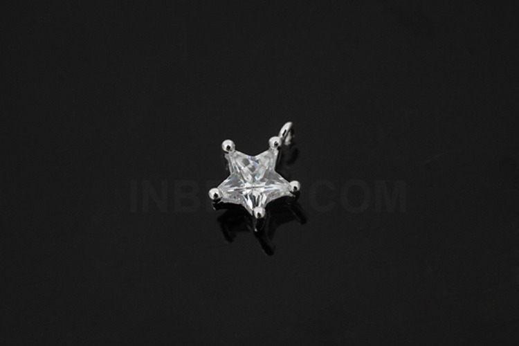 [W] V173-Rhodium Plated-(10pcs)-CZ Star Charms-Wholesale Silver Charms, [PRODUCT_SEARCH_KEYWORD], JEWELFINGER-INBEAD, [CURRENT_CATE_NAME]