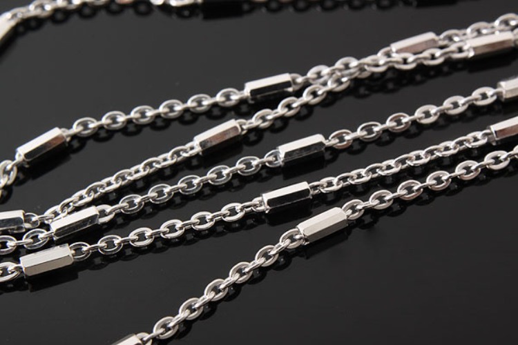 A095-Rhodium Plated-(50cm)-Cutting Bar Chains-Wholesale Silver Chains, [PRODUCT_SEARCH_KEYWORD], JEWELFINGER-INBEAD, [CURRENT_CATE_NAME]