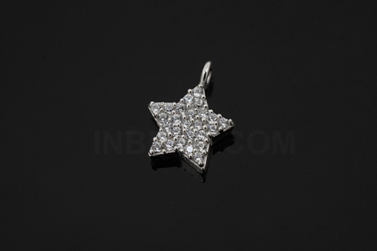 [W] V181-Rhodium Plated-(5pcs)-CZ Star Charms-Wholesale Silver Charms, [PRODUCT_SEARCH_KEYWORD], JEWELFINGER-INBEAD, [CURRENT_CATE_NAME]