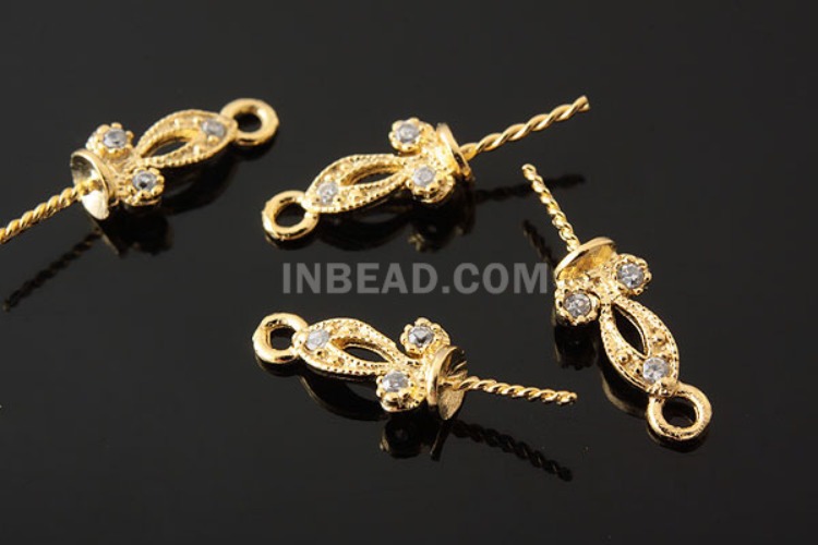K106-Gold Plated-(1piece)-CZ Silver Beads Cap-Wholesale Silver Beads Caps, [PRODUCT_SEARCH_KEYWORD], JEWELFINGER-INBEAD, [CURRENT_CATE_NAME]