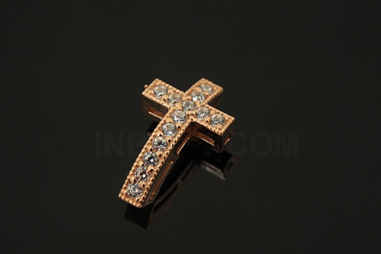 [W] V027-Pink Gold Plated-(5pcs)-8.8*14mm Cross Pendants-Wholesale Silver Pendants, [PRODUCT_SEARCH_KEYWORD], JEWELFINGER-INBEAD, [CURRENT_CATE_NAME]