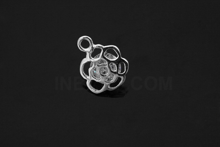 [W] V042-Rhodium Plated-(10pcs)-CZ Rose Pendants-Wholesale Silver Pendants, [PRODUCT_SEARCH_KEYWORD], JEWELFINGER-INBEAD, [CURRENT_CATE_NAME]