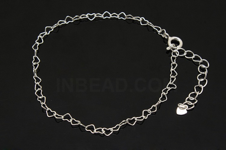 [W] A313-None Plated-(5pcs)-4.0 Heart 20cm Bracelet-Wholesale Silver Bracelet, [PRODUCT_SEARCH_KEYWORD], JEWELFINGER-INBEAD, [CURRENT_CATE_NAME]