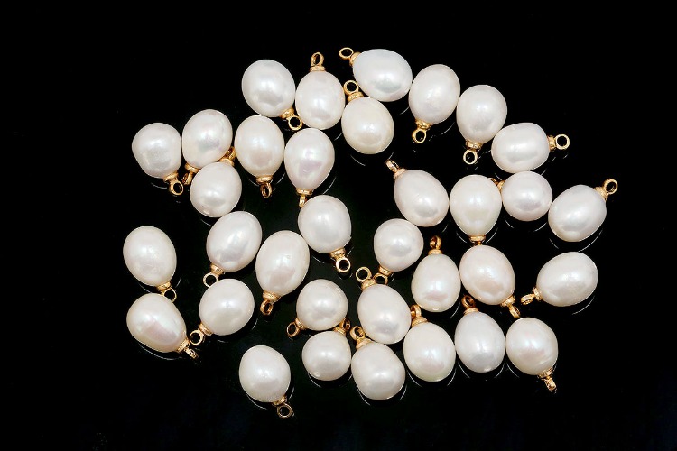 [W] YM009-Gold Plated-(10pcs)-Rice Nature Freshwater Pearl with Hanger-8~9mm DIY High Luster PEARL Pendant-Wholesale Initials, [PRODUCT_SEARCH_KEYWORD], JEWELFINGER-INBEAD, [CURRENT_CATE_NAME]