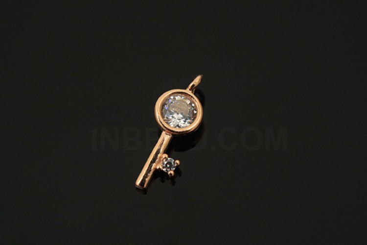 [W] V070-Pink Gold Plated-(10pcs)-CZ Key Pendants-Wholesale Silver Pendants, [PRODUCT_SEARCH_KEYWORD], JEWELFINGER-INBEAD, [CURRENT_CATE_NAME]