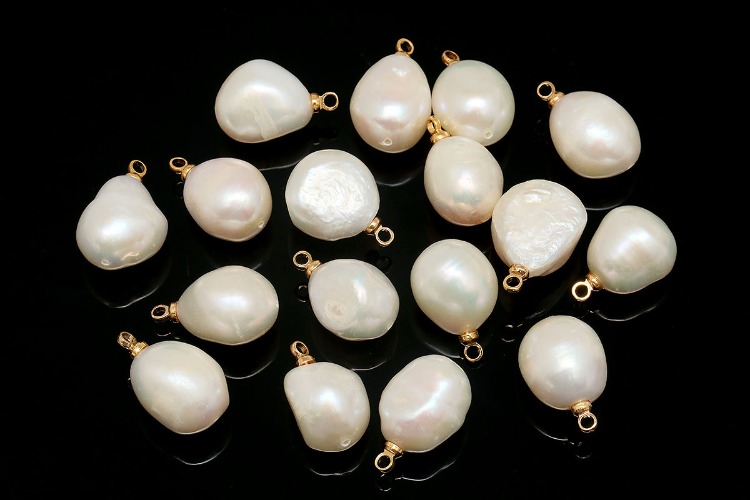 YM005-Gold Plated-(1piece)-Loose Pearl 11-12mm BIg Baroque Nature Freshwater Pearl with Hanger-DIY High Luster Pearl Pendant-Wholesale Initials, [PRODUCT_SEARCH_KEYWORD], JEWELFINGER-INBEAD, [CURRENT_CATE_NAME]