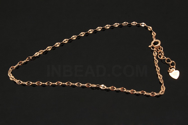 [W] A258-Pink Gold Plated-(5pcs)-245FPF 25cm Ankle Bracelet-Wholesale Silver Ankle Bracelet, [PRODUCT_SEARCH_KEYWORD], JEWELFINGER-INBEAD, [CURRENT_CATE_NAME]