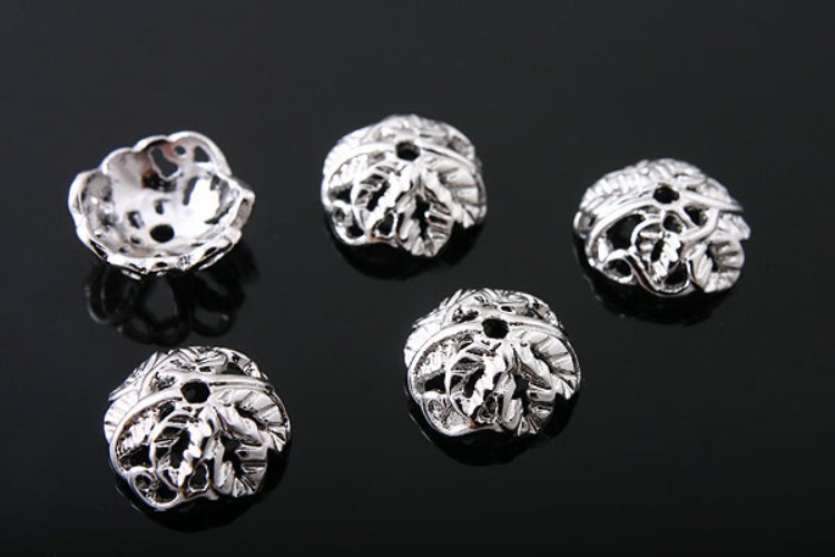 [W] K218-Rhodium Plated-(20pcs)-7~7.5mm Leaf Silver Beads Cap-Wholesale Silver Beads Caps, [PRODUCT_SEARCH_KEYWORD], JEWELFINGER-INBEAD, [CURRENT_CATE_NAME]