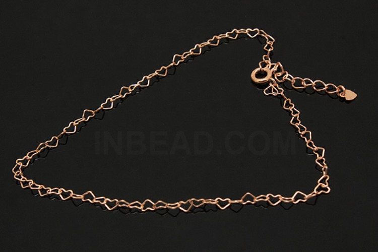 [W] A272-Pink Gold Plated-(5pcs)-4.0 Heart 25cm Ankle Bracelet-Wholesale Silver Ankle Bracelet, [PRODUCT_SEARCH_KEYWORD], JEWELFINGER-INBEAD, [CURRENT_CATE_NAME]
