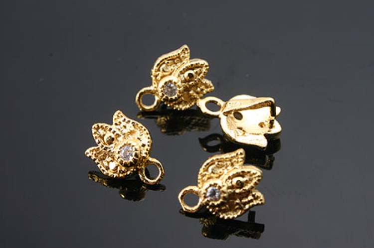 [W] K941-Gold Plated-(10pcs)-CZ Flower Silver Bail-Wholesale Silver Bails, [PRODUCT_SEARCH_KEYWORD], JEWELFINGER-INBEAD, [CURRENT_CATE_NAME]