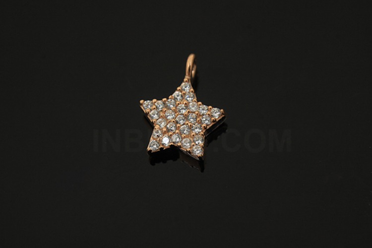 [W] V182-Pink Gold Plated-(5pcs)-CZ Star Charms-Wholesale Silver Charms, [PRODUCT_SEARCH_KEYWORD], JEWELFINGER-INBEAD, [CURRENT_CATE_NAME]