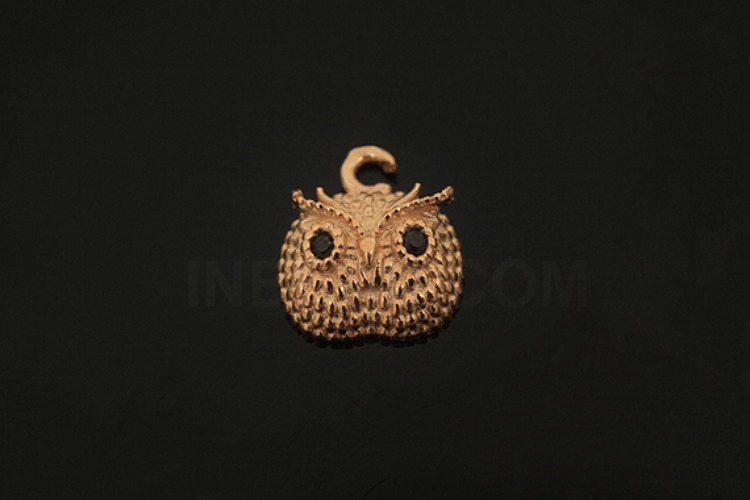[W] V222-Pink Gold Plated-(10pcs)-Owl Charms-Wholesale Silver Charms, [PRODUCT_SEARCH_KEYWORD], JEWELFINGER-INBEAD, [CURRENT_CATE_NAME]