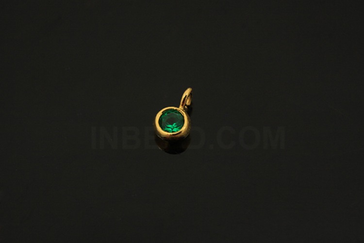 [W] V096-Gold Plated-(20pcs)-CZ Emerald Charms-Wholesale Silver Charms, [PRODUCT_SEARCH_KEYWORD], JEWELFINGER-INBEAD, [CURRENT_CATE_NAME]