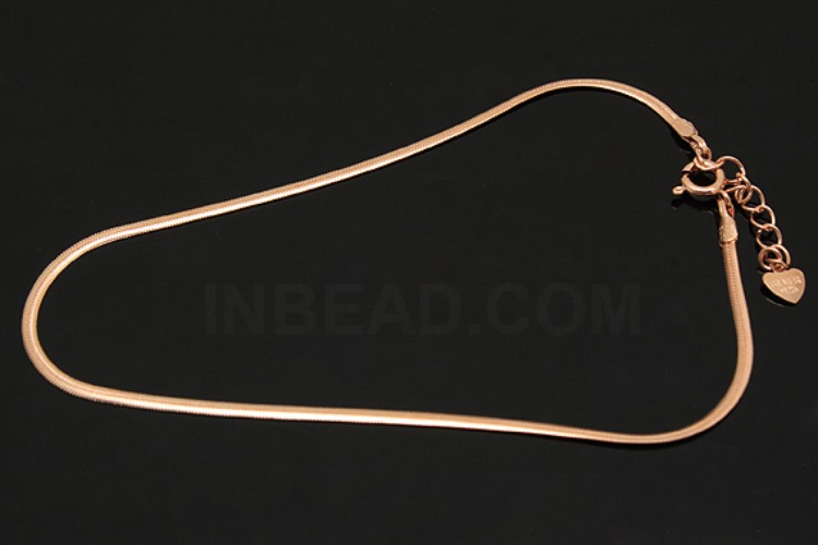 [W] A250-Pink Gold Plated-(5pcs)-SN130 EFR 25cm Ankle Bracelet-Wholesale Silver Ankle Bracelet, [PRODUCT_SEARCH_KEYWORD], JEWELFINGER-INBEAD, [CURRENT_CATE_NAME]