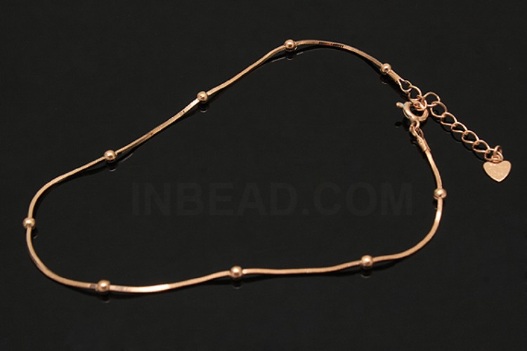 [W] A268-Pink Gold Plated-(5pcs)-SN130 4DC+Ball 25cm Ankle Bracelet-Wholesale Silver Ankle Bracelet, [PRODUCT_SEARCH_KEYWORD], JEWELFINGER-INBEAD, [CURRENT_CATE_NAME]