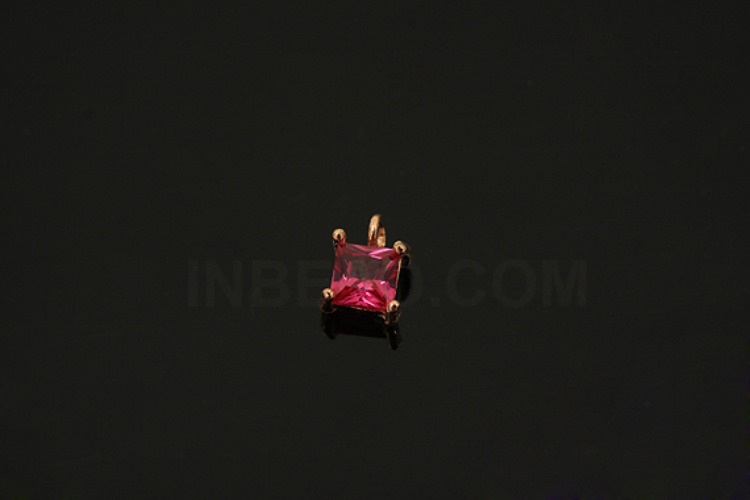 [W] V138-Pink Gold Plated-(10pcs)-CZ Ruby Charms-Wholesale Silver Charms, [PRODUCT_SEARCH_KEYWORD], JEWELFINGER-INBEAD, [CURRENT_CATE_NAME]