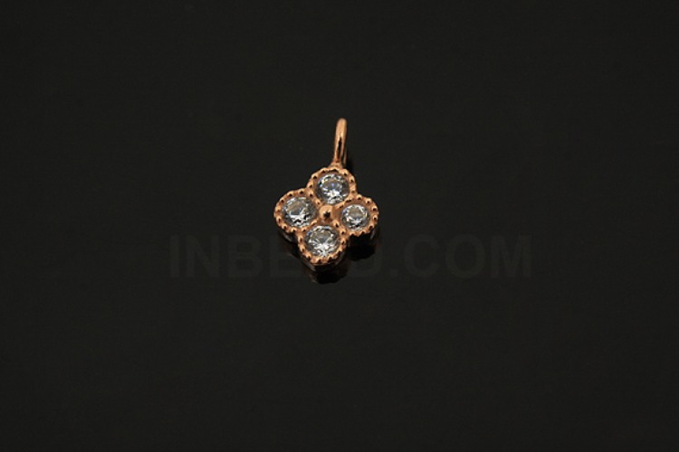 [W] V162-Pink Gold Plated-(10pcs)-CZ Clover Charms-Wholesale Silver Charms, [PRODUCT_SEARCH_KEYWORD], JEWELFINGER-INBEAD, [CURRENT_CATE_NAME]