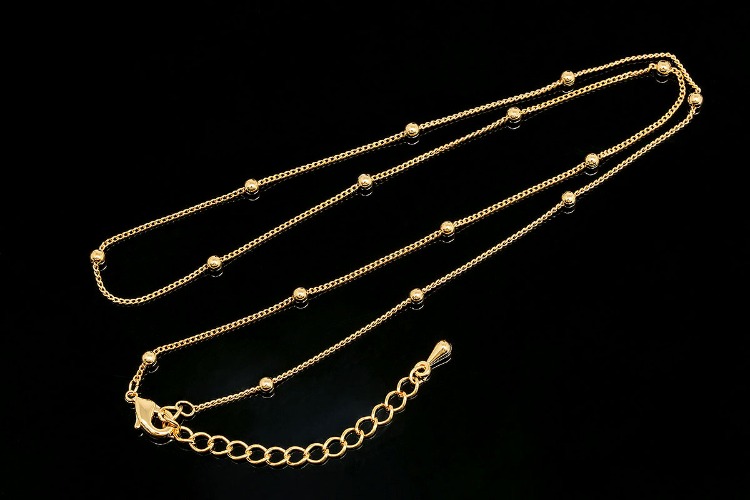[W] R090-Gold Plated (20pcs)-130HB 2.5mm Ball Chain Necklace-43cm+Extender 5 cm, [PRODUCT_SEARCH_KEYWORD], JEWELFINGER-INBEAD, [CURRENT_CATE_NAME]